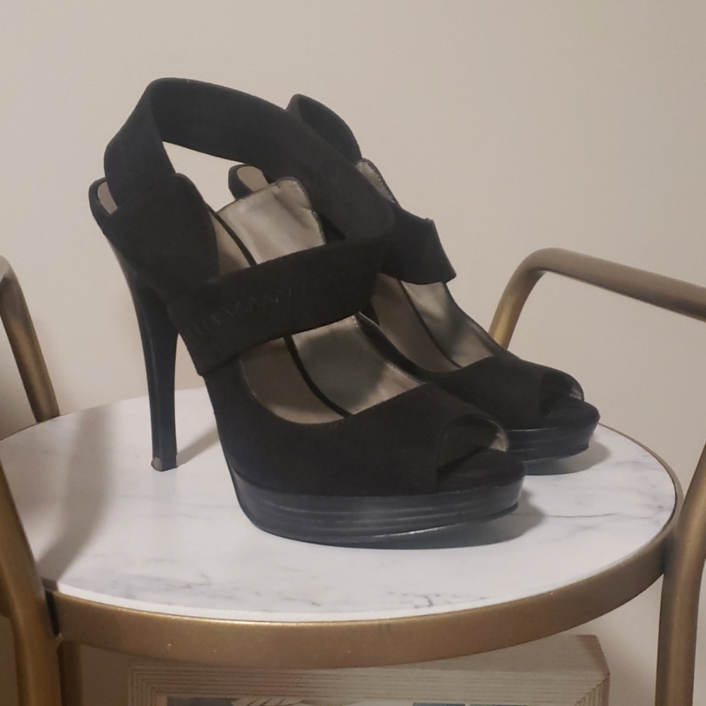 Black peep toes heels